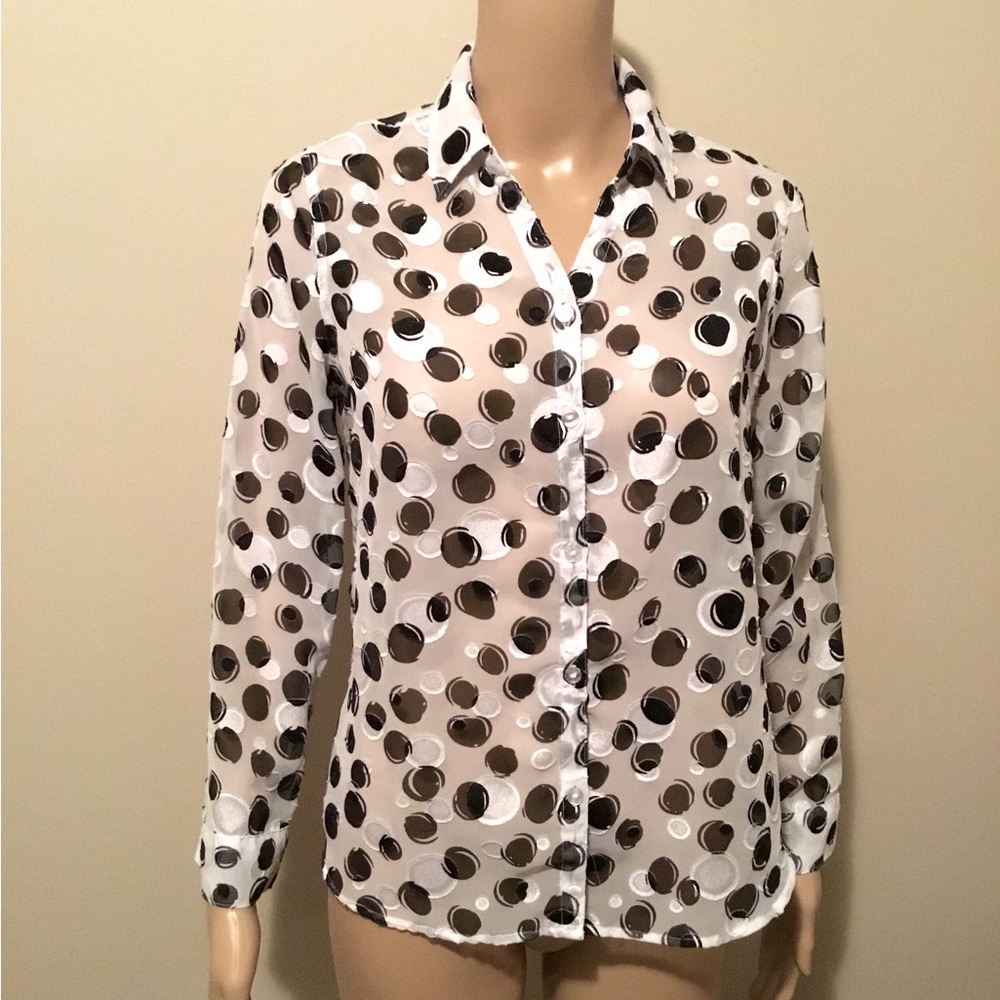TanJay Long-Sleeved Black and White Top - Size 6P